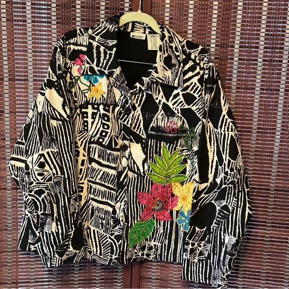 Vintage 90's UNITS embroidered jacket LARGE floral - Picture 1 of 10